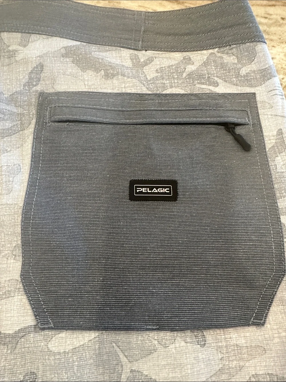 Pelagic Men’s Gray Camo Swim Board Shorts